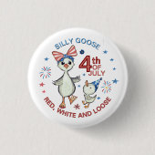 Hand getekende Gekke Mama Goose 4th juli Button (Voorkant)