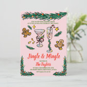 Hand getekende jingle en meng kerstcocktail kaart (Staand voorkant)