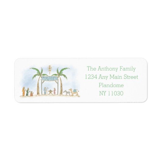 Hand getekende kerststal Alles is rustig Gezegde Etiket (Voorkant)