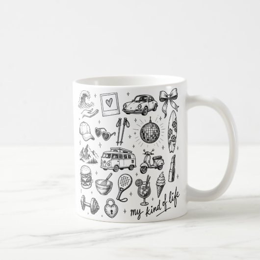 Hand Getekende Lifestyle Clipart Bundel, Koffiemok (Rechts)