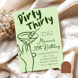 Hand getekende Martini Dirty 30 volwassen verjaard Kaart