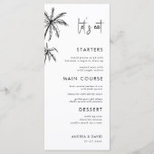 Hand Getekende Palmboom Bestemming Trouwdag Laten Menu (Voorkant)