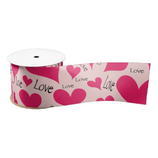 Hand-getekende Pink Heart Love Satin Ribbon Lint