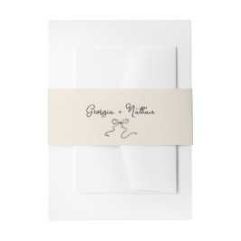 Hand getekende Whimsical Bow Belly Band Uitnodigingen Wikkel