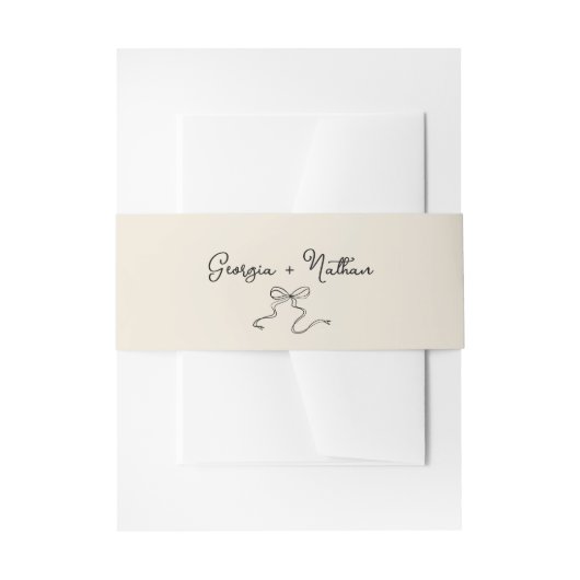 Hand getekende Whimsical Bow Belly Band Uitnodigingen Wikkel (Voorkant Voorbeeld)