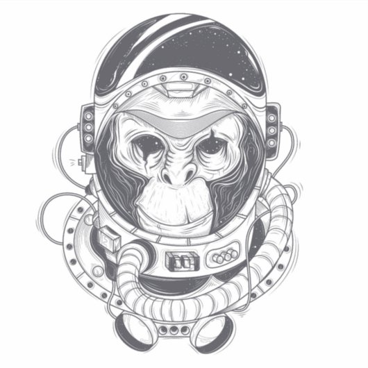 Hand getrokken aap sticker (Voorkant)
