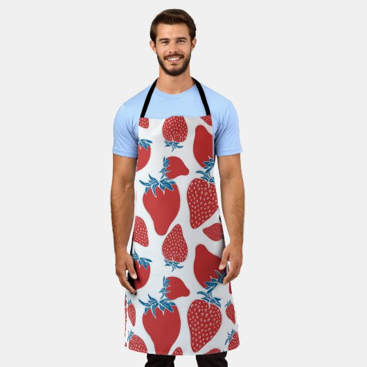 Hand getrokken aardbei  patroon schort (Gedragen)