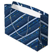 Hand getrokken Abstract Blauw wit lijnstreeppatroo Groot Cadeauzakje (Achterkant Gekanteld)