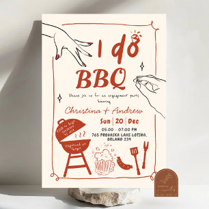 Hand getrokken achtertuin Ik doe BBQ verlovingsfee Kaart