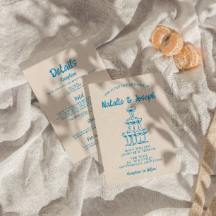 Hand getrokken allen in één blauwe champagnetoren kaart