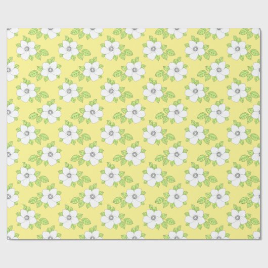 Hand getrokken Anemone Bloem Patroon Wrapping Papi Cadeaupapier (Vlak)