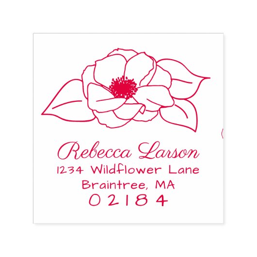 Hand getrokken anemoon bloem & bladeren retouradre zelfinktende stempel (Design)