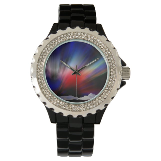 Hand getrokken artic aurora borealis horloge (Voorkant)