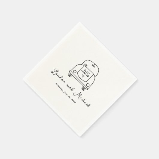 Hand getrokken auto Doodle Moderne bruiloft Servet (Hoek)