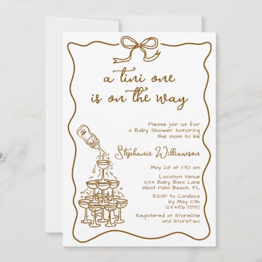 Hand getrokken Baby fles Martini Tower Baby shower Kaart (Voorkant)