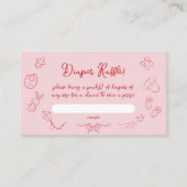 Hand getrokken Baby shower, Bow Girl Luier Raffle Informatiekaartje (Voorkant)