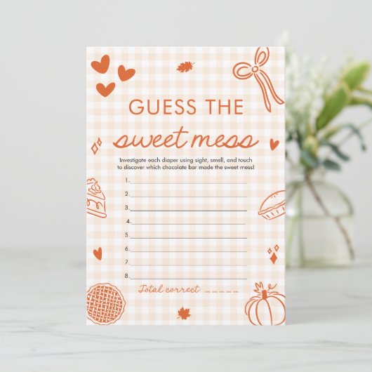 Hand getrokken Baby shower Guess het Sweet Mess sp Kaart (Staand voorkant)