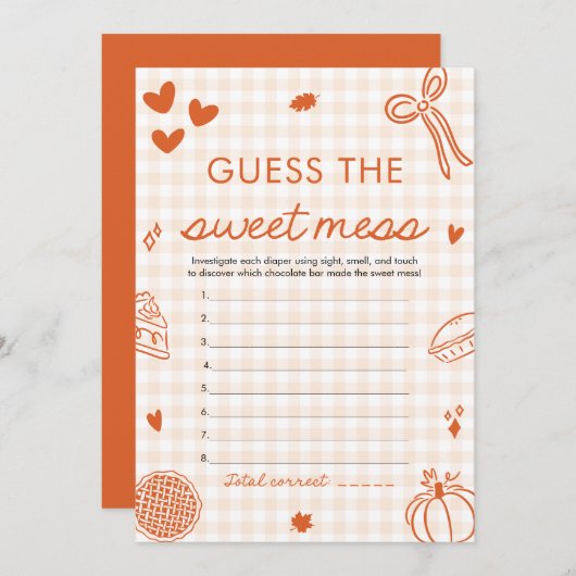 Hand getrokken Baby shower Guess het Sweet Mess sp Kaart (Voorkant / Achterkant)