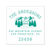 Hand getrokken bergen & dennenbomen retouradres zelfinktende stempel (Design)