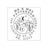 Hand getrokken bergen 's nachts Mr & Mrs Adres Rubberstempel (Afrduk)