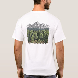 Hand getrokken berglandschap rustieke Natuur & For T-shirt