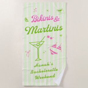 Hand getrokken bikini's & martinis vrijgezellenfee strandlaken