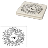 Hand getrokken blad monogram paar initialen bruilo 	rubberstempel (Gestempeld)
