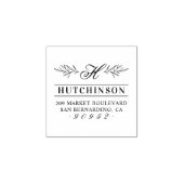 Hand-getrokken bladeren Monogram familie retour ad Rubberstempel (Afrduk)