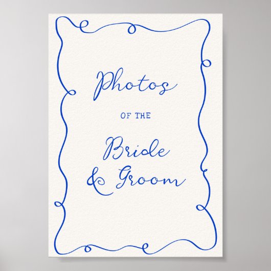 Hand getrokken blauw Lijst bruiloft Poster (Voorkant)