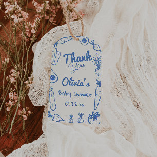 Hand getrokken blauw lokaal geteelde Baby Boy Show Cadeaulabel