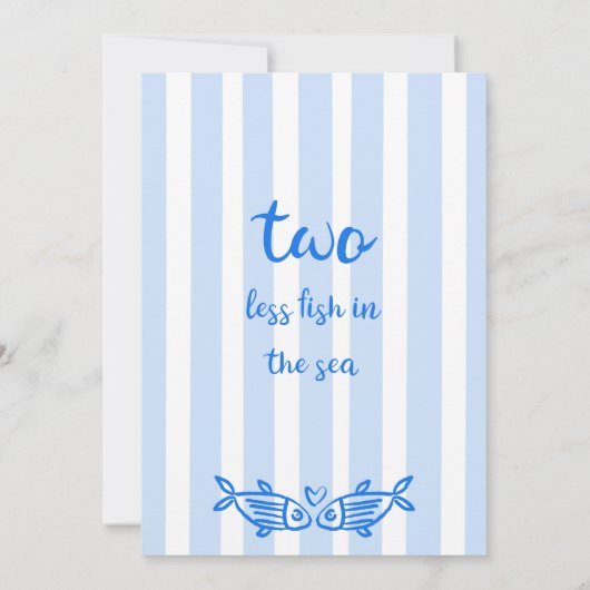 Hand getrokken blauw minder vis koppels Vrijgezell Kaart (Achterkant)