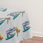 Hand getrokken blauwe krab met hamer Mallet Crab B Tafelkleed (Voorbeeld)