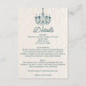 Hand Getrokken Blauwgroen Kroonluchter Wedding De Informatiekaartje (Voorkant)