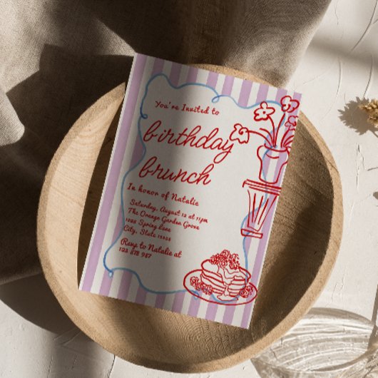 Hand getrokken Bloem Pannenkoeken Leuke Verjaardag Kaart