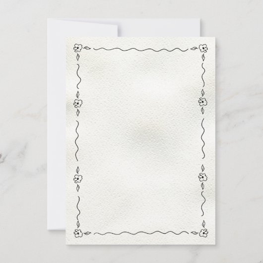 Hand getrokken bloemblaadjes en Presecco Vrijgezel Kaart (Achterkant)