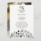 Hand getrokken bloemen Afstuderen Aankondiging (Voorkant / Achterkant)