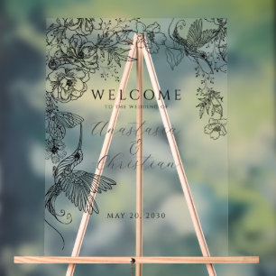 Hand getrokken bloemen bruiloft acryl bord