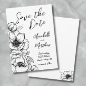 Hand getrokken Bloemen bruiloft Save the date