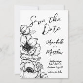 Hand getrokken Bloemen bruiloft Save the date (Voorkant)