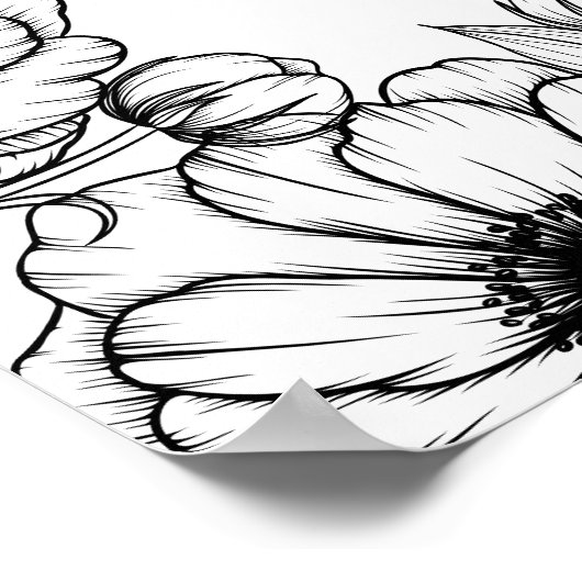 Hand getrokken Bloemen grillige bruiloft welkom te Poster (Hoek)