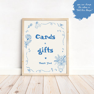Hand getrokken bloemen grillige Kaarten en geschen Poster