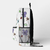 Hand getrokken bloemen & lieveheersbeestje bedrukte rugzak (Rechts)