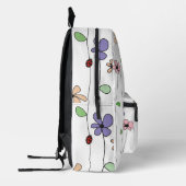 Hand getrokken bloemen & lieveheersbeestje bedrukte rugzak (Links)