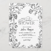 Hand getrokken Bloemen Modern Script Vrijgezellenf Kaart (Voorkant / Achterkant)