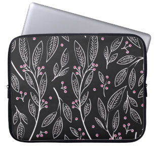 Hand getrokken bloemen: naadloos ontwerp laptop sleeve