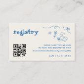Hand getrokken bloemen QR code bruiloft cadeau reg Informatiekaartje (Voorkant)