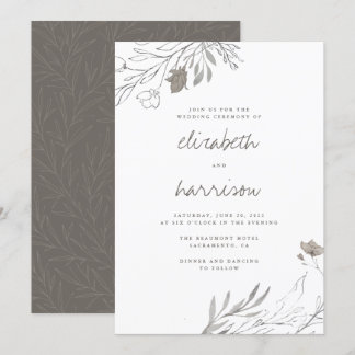 Hand getrokken bloemen rustieke Waterverf bruiloft Kaart