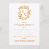 Hand getrokken Bloemen Sinaasappel Monogram Crest Menu (Voorkant)