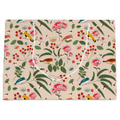 Hand getrokken Bloemen Vogels Bijen Botanische Pat Groot Cadeauzakje (Voorkant)