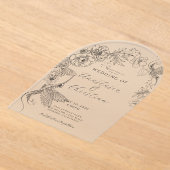 Hand getrokken Bloemen Vogels Botanische bruiloft Acryl Uitnodigingen (Laagn)